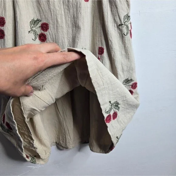 Urban Outfitters Cotton Cherry Mini Dress Empire Waist Sweetheart Neckline Sz S - Picture 7 of 12